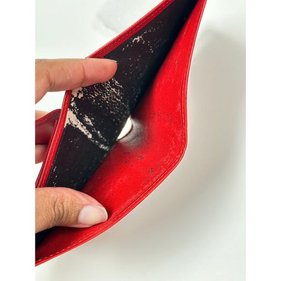 Authentic Louis Vuitton Red EPI Leather Compact Wallet Unisex Men's Women's - Picture 13 of 16